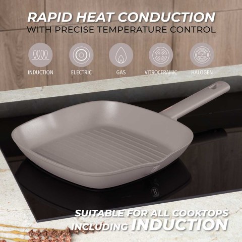 PATELNIA GRILLOWA TYTANOWA 28cm BERLINGER HAUS BH-8096 TAUPE