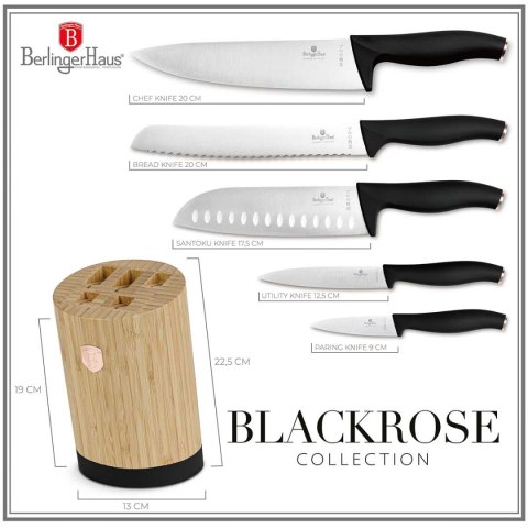 ZESTAW NOŻY BERLINGER HAUS BH-2752 BLACK ROSE W BLOKU BAMBUSOWYM