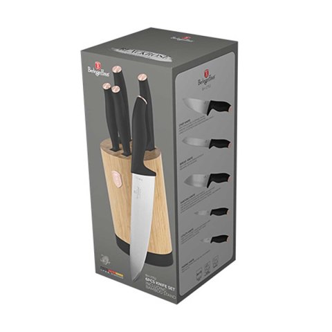 ZESTAW NOŻY BERLINGER HAUS BH-2752 BLACK ROSE W BLOKU BAMBUSOWYM