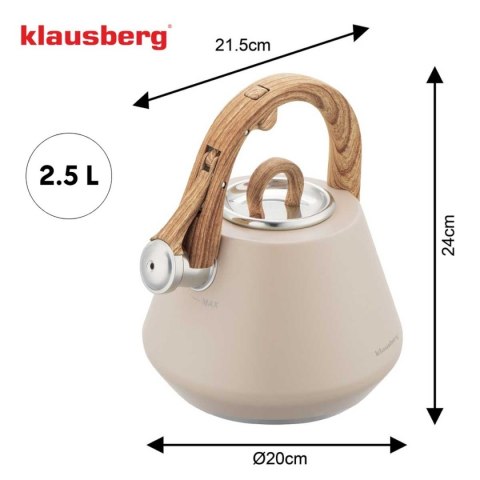 CZAJNIK STALOWY Z GWIZDKIEM 2,5L KLAUSBERG KB-7950 BEŻOWY