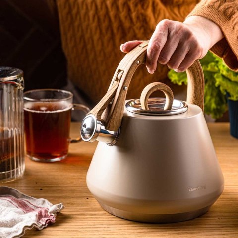 CZAJNIK STALOWY Z GWIZDKIEM 2,5L KLAUSBERG KB-7950 BEŻOWY