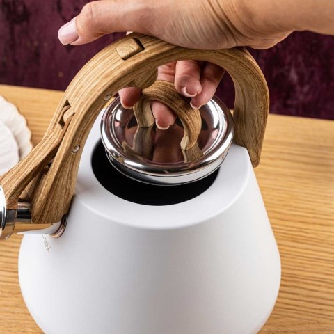 CZAJNIK STALOWY Z GWIZDKIEM 2,5L KLAUSBERG KB-9061 BIAŁY