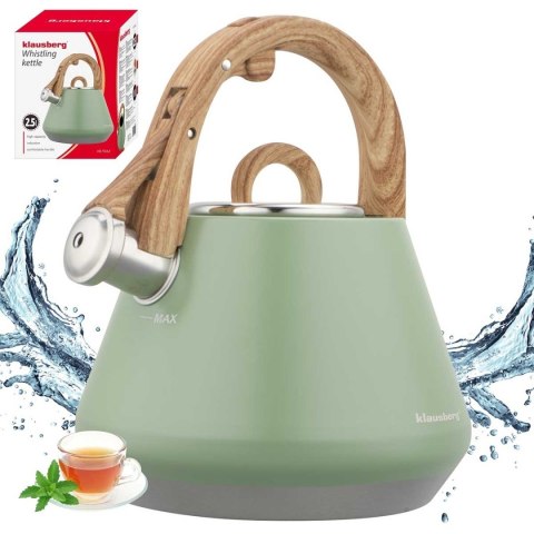 CZAJNIK STALOWY Z GWIZDKIEM 2,5L KLAUSBERG KB-9061 BIAŁY