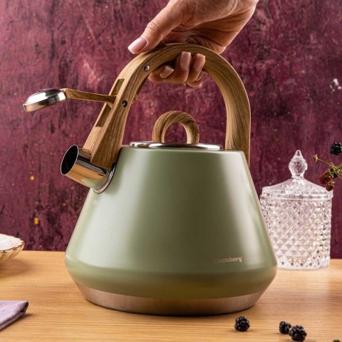 CZAJNIK STALOWY Z GWIZDKIEM 2,5L KLAUSBERG KB-9061 BIAŁY