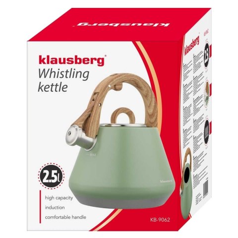 CZAJNIK STALOWY Z GWIZDKIEM 2,5L KLAUSBERG KB-9061 BIAŁY