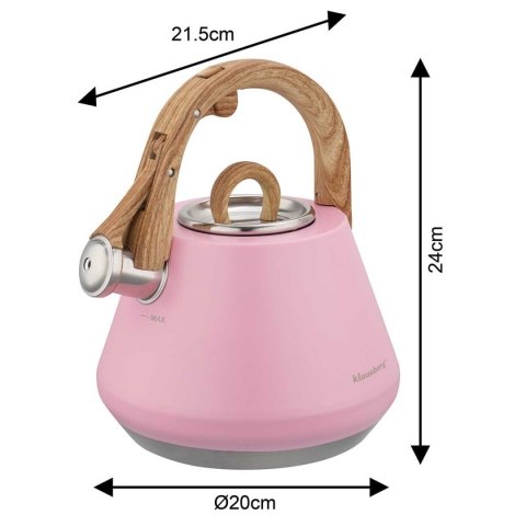 CZAJNIK STALOWY Z GWIZDKIEM 2,5L KLAUSBERG KB-9064 RÓŻOWY
