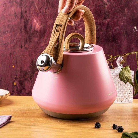 CZAJNIK STALOWY Z GWIZDKIEM 2,5L KLAUSBERG KB-9064 RÓŻOWY