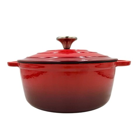 EMALIOWANY GARNEK ŻELIWNY 26cm 5L HAGE CZERWONY