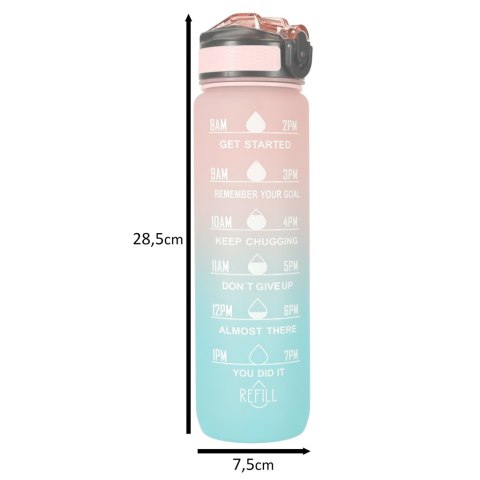 Butelka Motywacyjna 1L BPA FREE Bidon Sportowy ze Słomką Na Siłownię