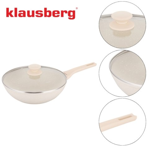 PATELNIA MARMURKOWA GŁĘBOKA WOK 28cm Z POKRYWĄ KLAUSBERG 28cm KB-7991